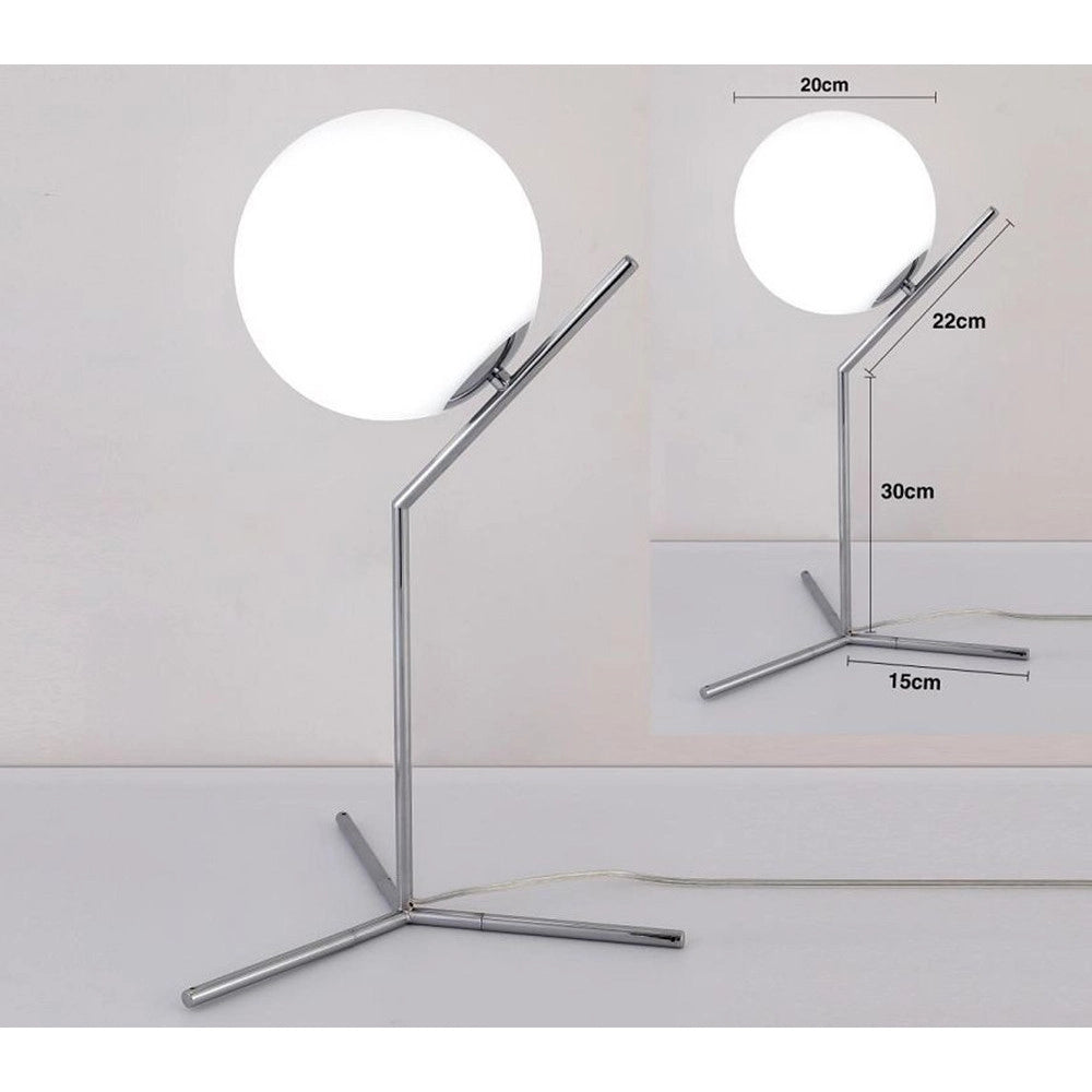 Trade Shop - Lampada Scrivania Ramo Con Sfera E27 Argento Lucido Luce Tavolo Minimal Led 10236 -