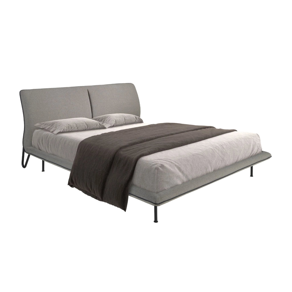 Letto in tessuto grigio scuro