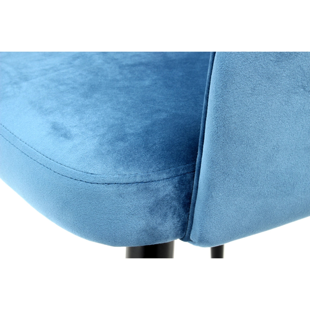 Set 2 Sedie Joris in Velluto Blu con Schienale Aperto