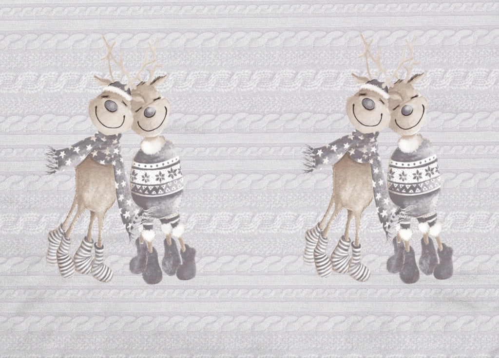 Telo Arredo Multiuso Linea Pensieri Delicati In Cotone Disegno Renna Grigio - Singolo - Grigio