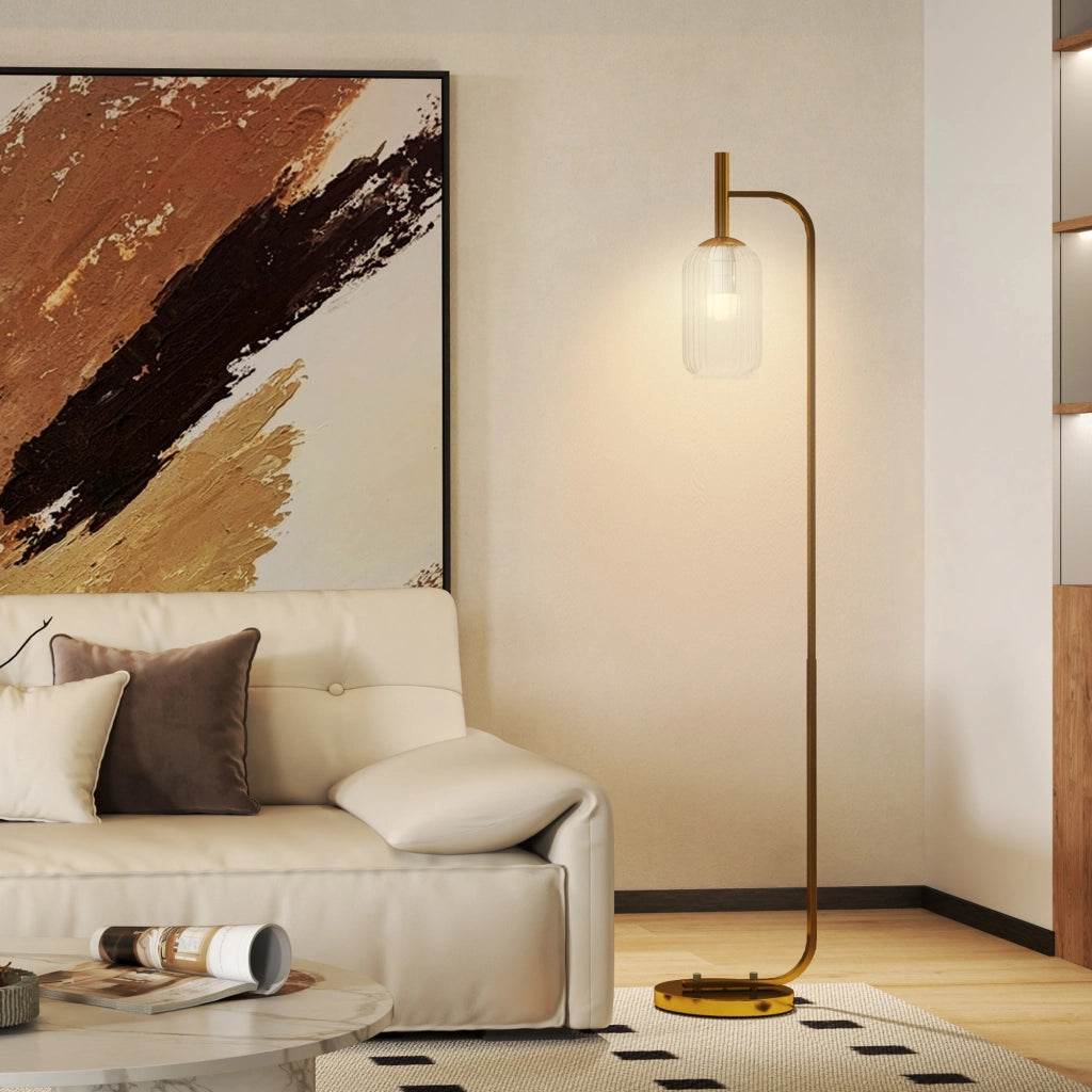 Lampada da terra ¨C zephmum ¨C vetro testurato oro 29x25x152 cm