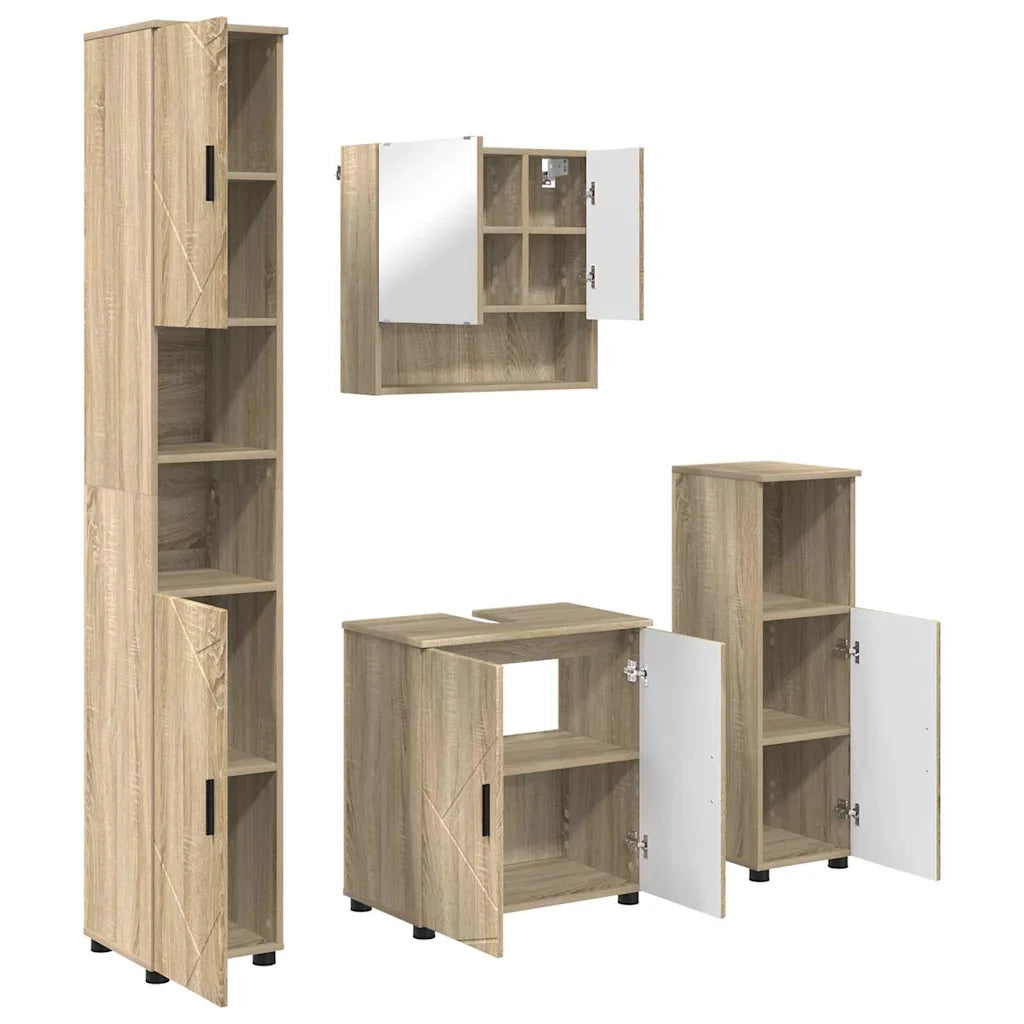 vidaXL Set di mobili per il bagno 4 pcs rovere sonoma 61 x 35 x 64 cm