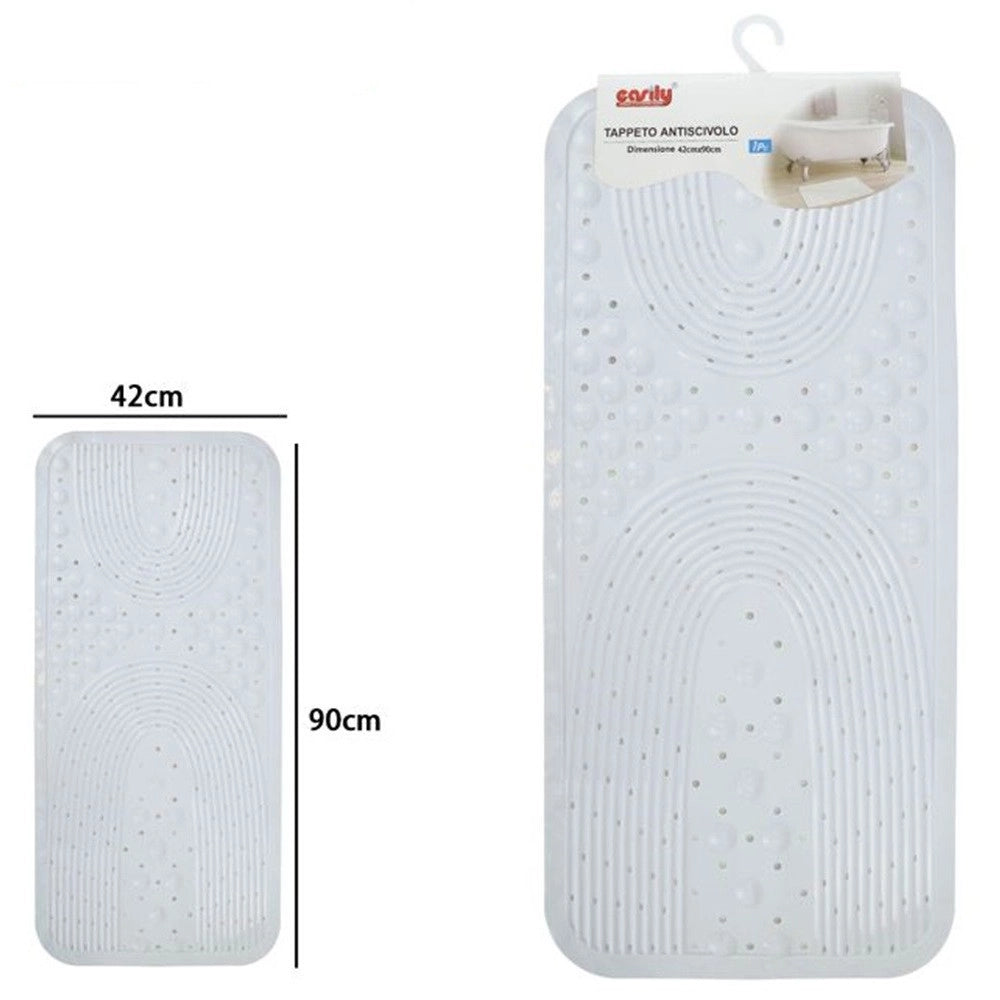 Trade Shop - Tappeto Antiscivolo Per Vasca Da Bagno Doccia Bianco 42x90 Cm Rettangolare 87553 -