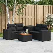 Set di divani 6 pz Nero Rattan sintetico e Acciaio 3447556