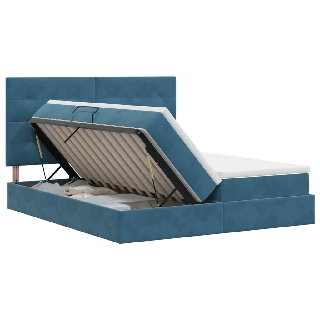 Letto con Contenitore Blu Scuro 180 x 200 cm Velluto 3459829