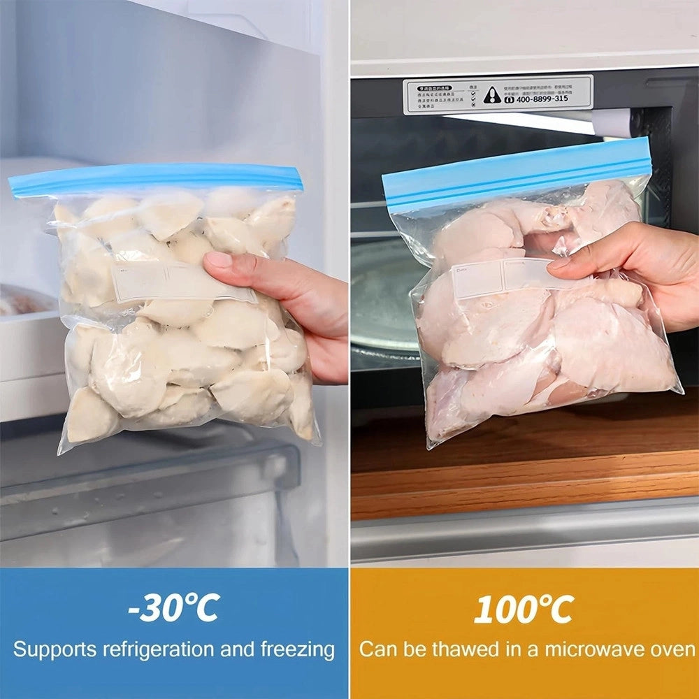 Trade Shop - 70 Pz Sacchetti Per Alimenti Congelatore Riutilizzabili Con Chiusura Ermetica 3 Misure -