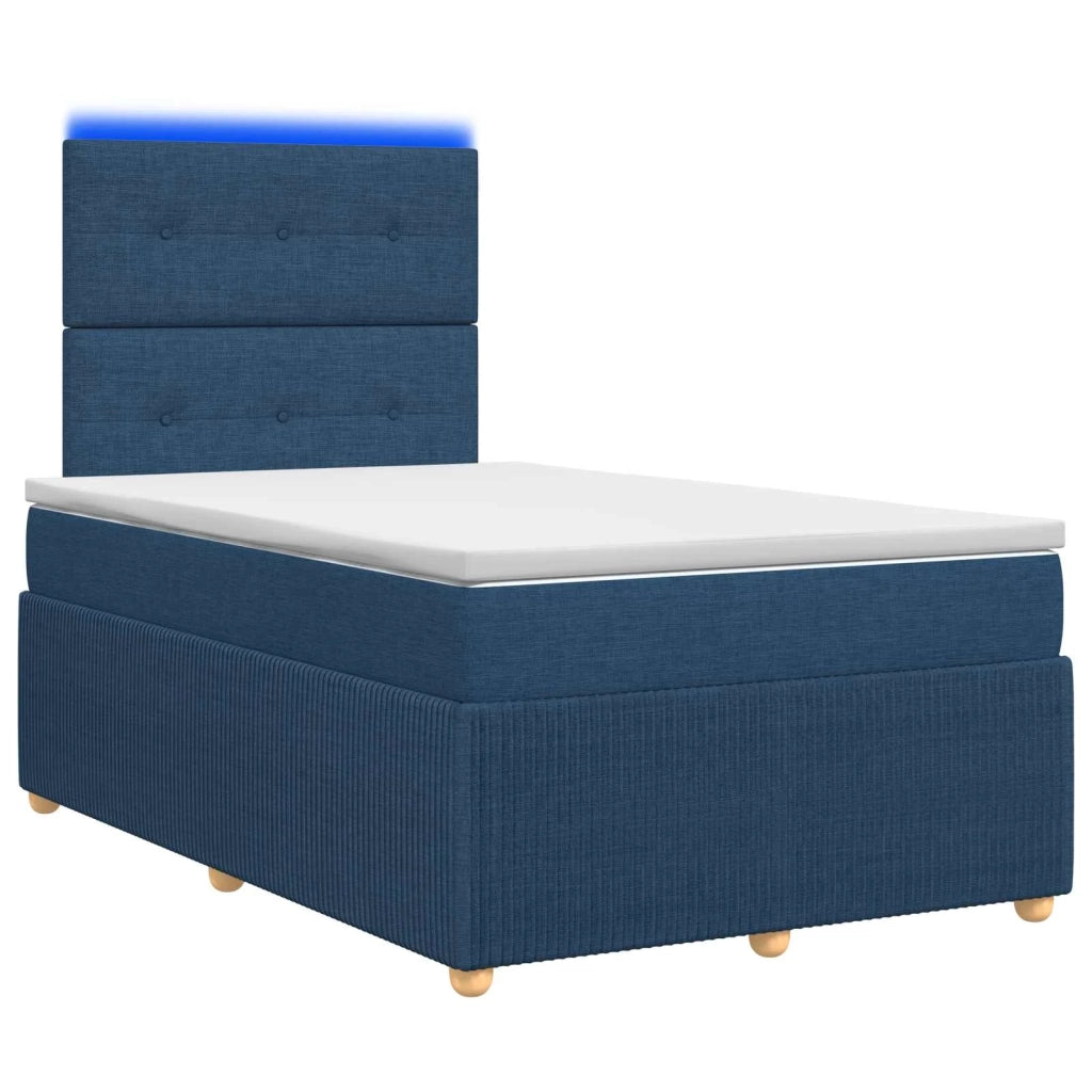 Letto Box Spring LED con Materasso Blu 120 x 200 cm Tessuto 3455838