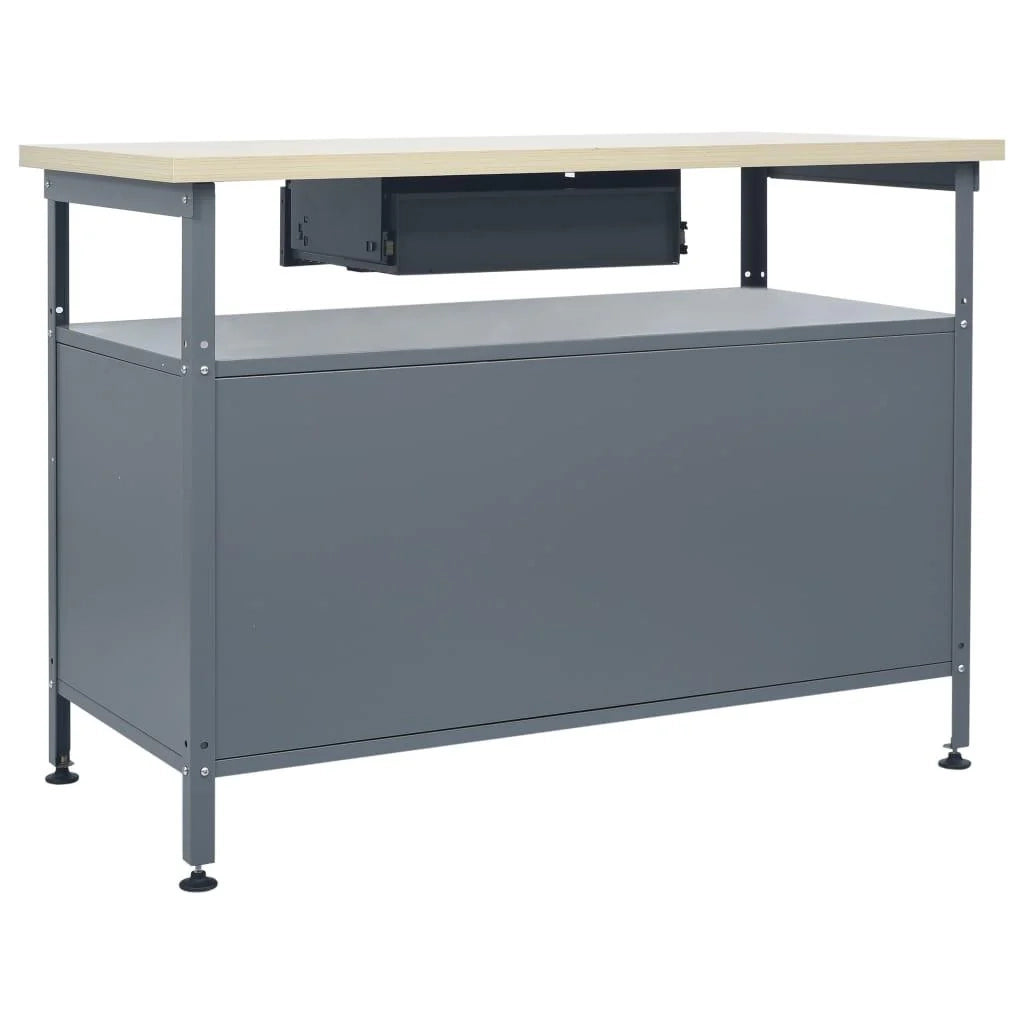 Banco da lavoro per lavori di riparazione tavolo da lavoro officina da garage spazio di stoccaggio robusto 120x60x85 cm acciaio nero 02_0003677