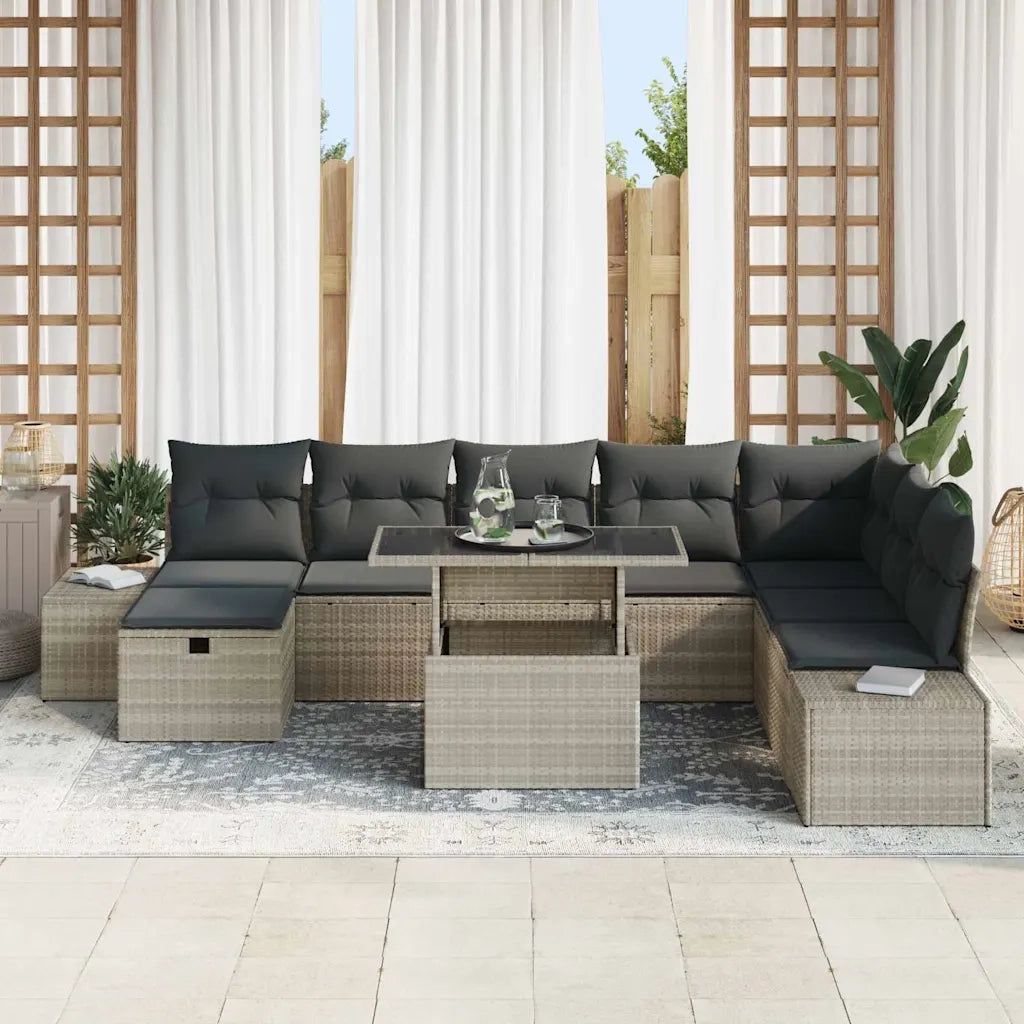 Set Divano da Giardino 11 pcs Grigio chiaro Poly Rattan 3359899