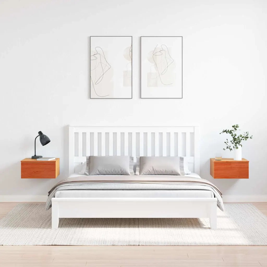 vidaXL Comodino con cassetto 2 pcs Cera marrone 37 x 35 x 18.5 cm