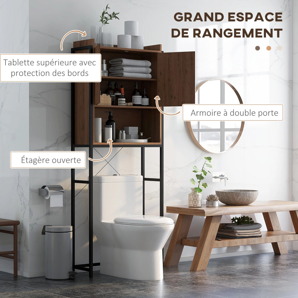 Mobile Bagno Armadietto Ante Niche ¨C Zephmum ¨C 68x25.5x172.5 cm Marrone Nero