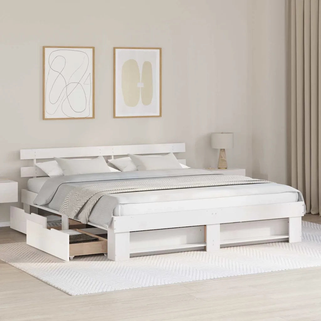 vidaXL Struttura del letto Bianco 200 x 200 cm Legno di pino massello