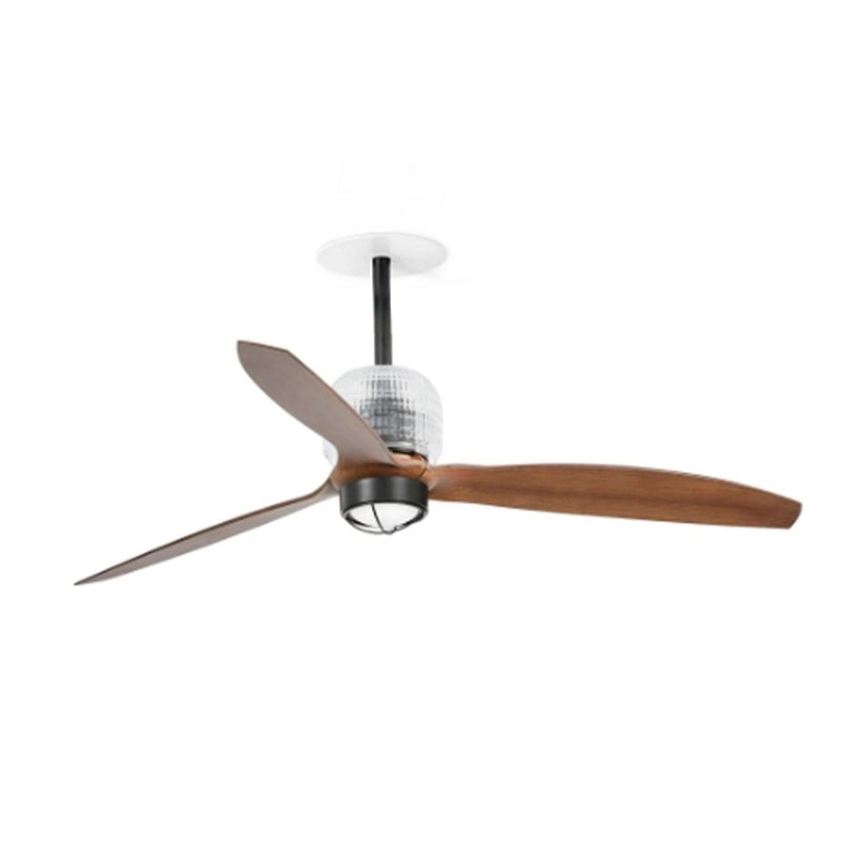 FARO Deco Fan Recess Ventilatore a Soffitto Ø1280mm Nero in Legno Noce 3 Pale Motore DC Funzione Inversa 6 Velocita Compatibile con Tuya - Modello FARO-33395DRWT1N