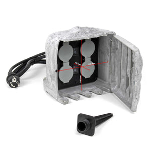 Presa multipla con 2 interruttori on/off, effetto pietra, Multipresa per esterno con 4 prese, protezione IP44