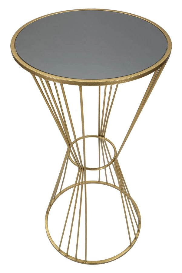 Tavolino Super 50x100x50 cm in Ferro e MDF Oro