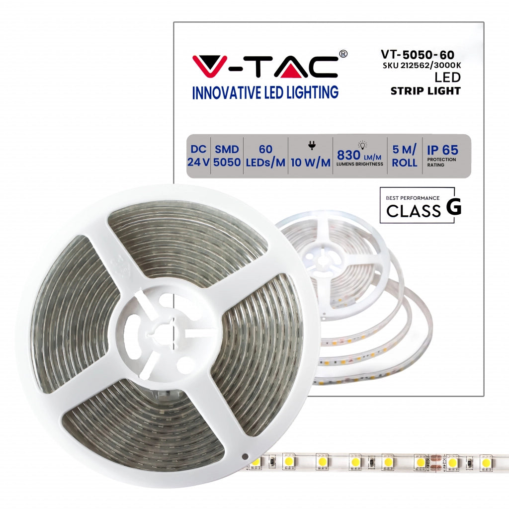 Striscia LED 5050 60 LED 24V IP65 3000K