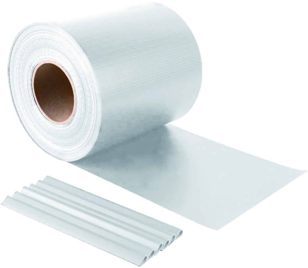Confine STRISCIA FRANGIVISTA IN PVC + 20 CLIP (450 gr/m) cm. 19x35 mt col. Bianco