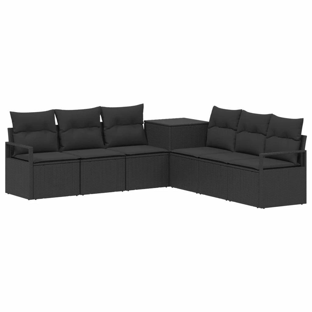 Set di divani 7 pz Nero Rattan sintetico e Acciaio 3448714