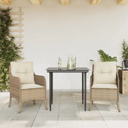 Set da Pranzo da Giardino 3 pz con Cuscini Beige in Polyrattan 3211962