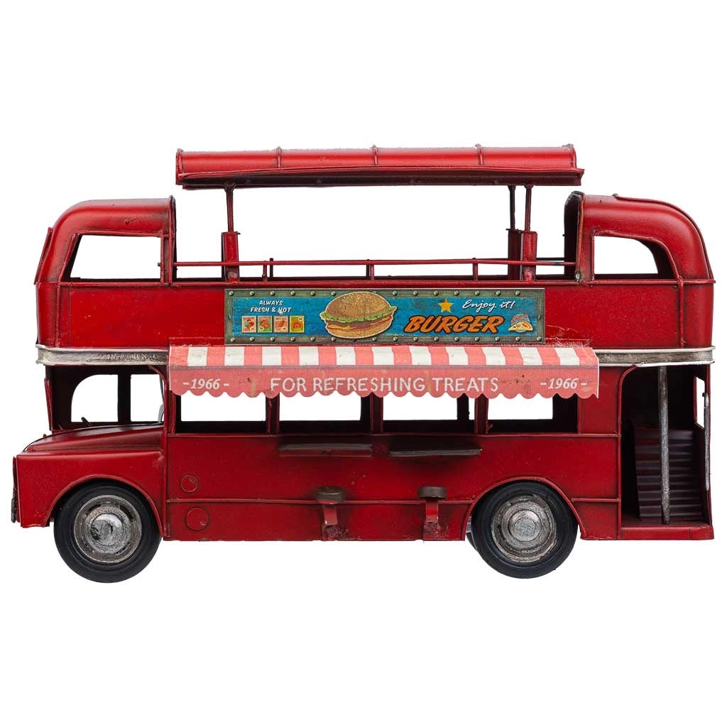 Autobus doppio in metallo rosso 28x14x18,5h cm