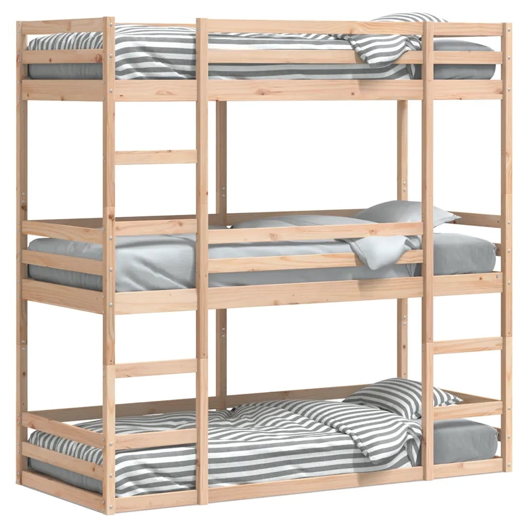 Letto a Castello Triplo 75x190 cm in Legno Massello di Pino 3284260