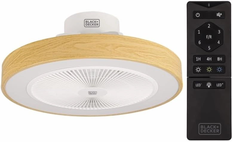 Black+decker bxefc60e ceiling fun ventilatore a soffitto con telecomando, 61 w, diametro 49cm