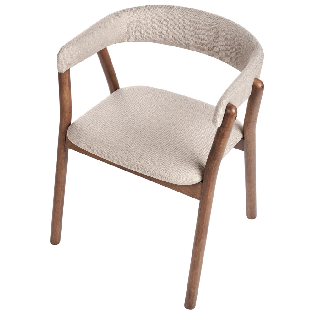 Set di 2 sedie da pranzo in legno scuro e tessuto poliestere beige Gambe in legno di gomma Stile retrò tradizionale