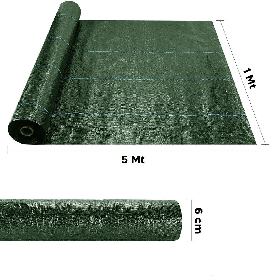 Telo Rotolo Pacciamatura da Giardino in Plastica 1x5m per Orto Verde