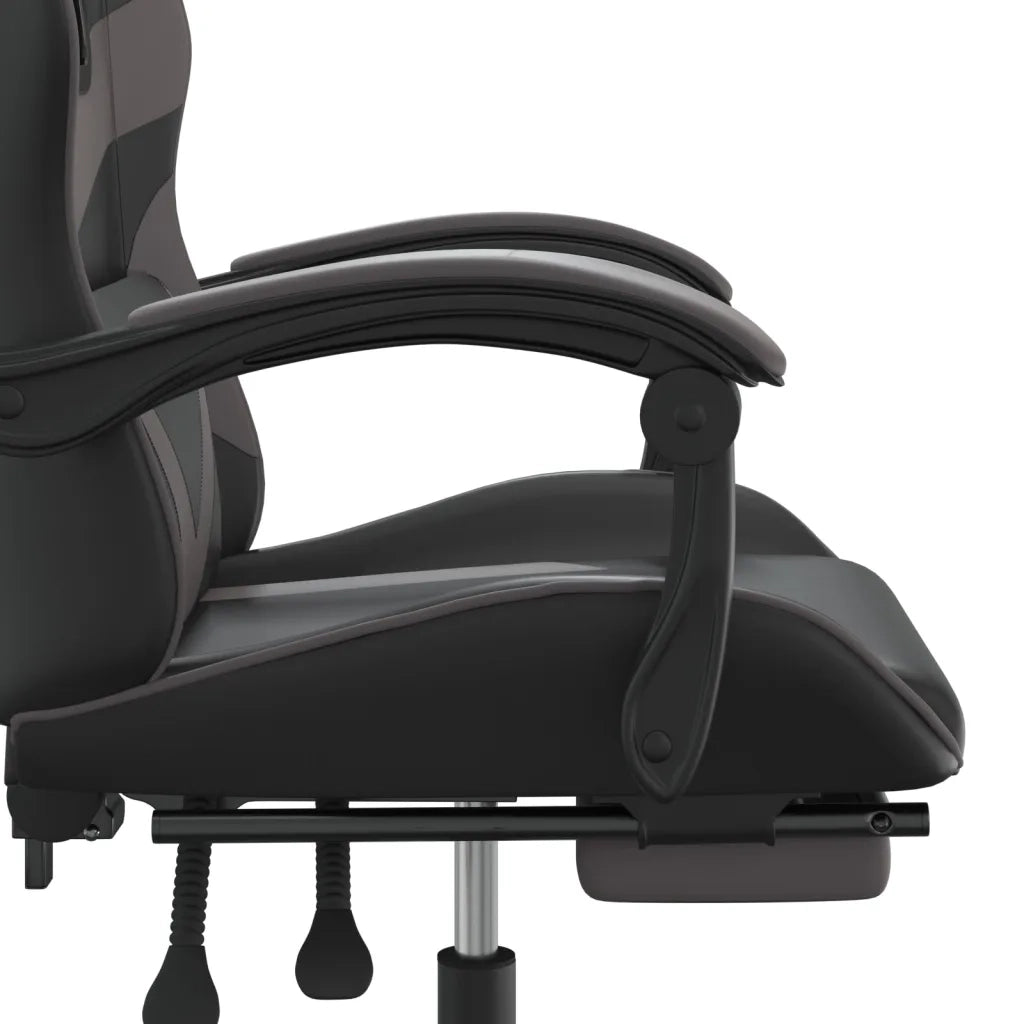 vidaXL Sedia da Gaming con Poggiapiedi Nero e Grigio in Similpelle