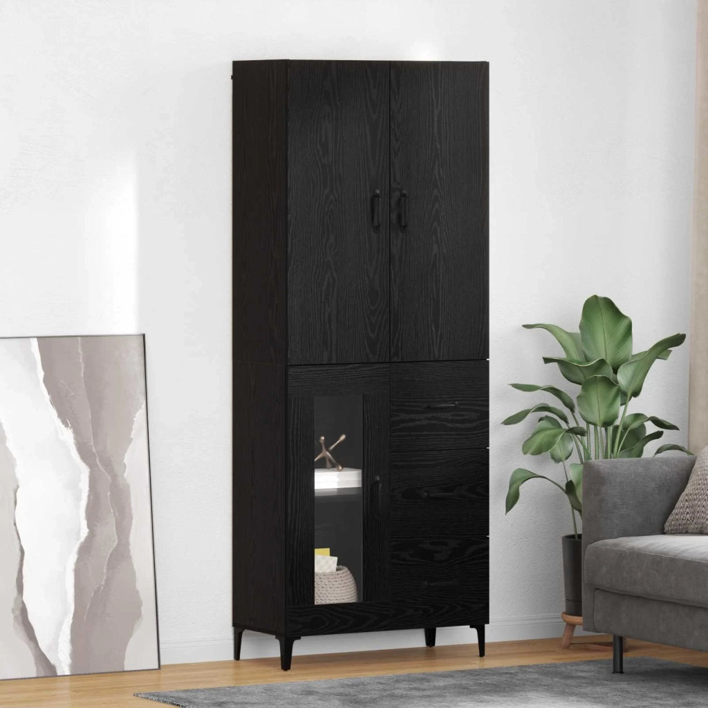 Credenza | Madia | Buffet da pranzo | Armadio da pranzo Rovere Nero 69,5 x 34 x 180 cm Legno multistrato