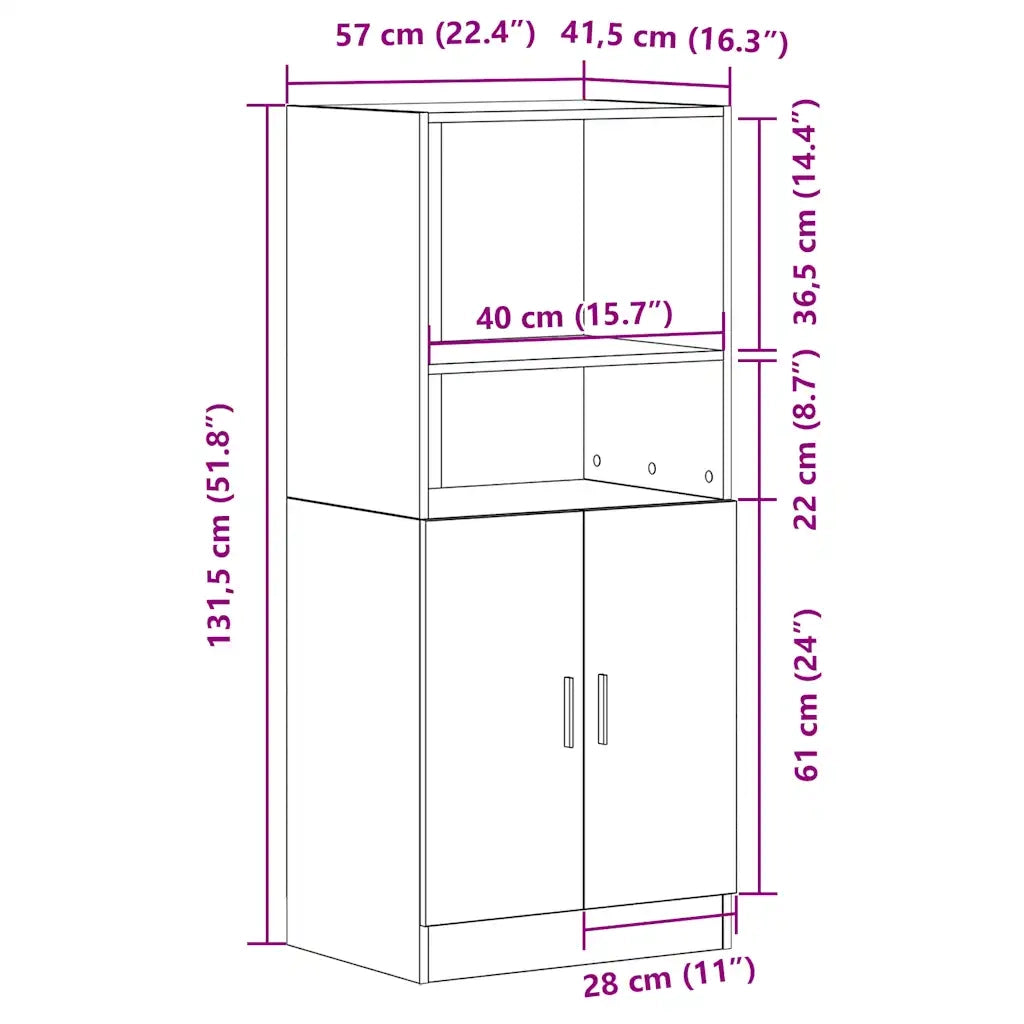 Mobile da Cucina Rovere Sonoma 57x41,5x131,5 cm in Truciolato