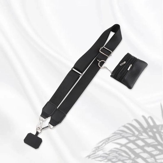 Cavo di caricamento per spalla, cintura per telefono regolabile con bracciale per polso, cinturino clip per telefono con tasca per portafoglio