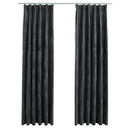 Tende Oscuranti | Tende Blackout con Ganci 2 pz Antracite in Velluto 140x245 cm