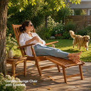 Garden Lounger With Footrest, Solid Acacia Wood