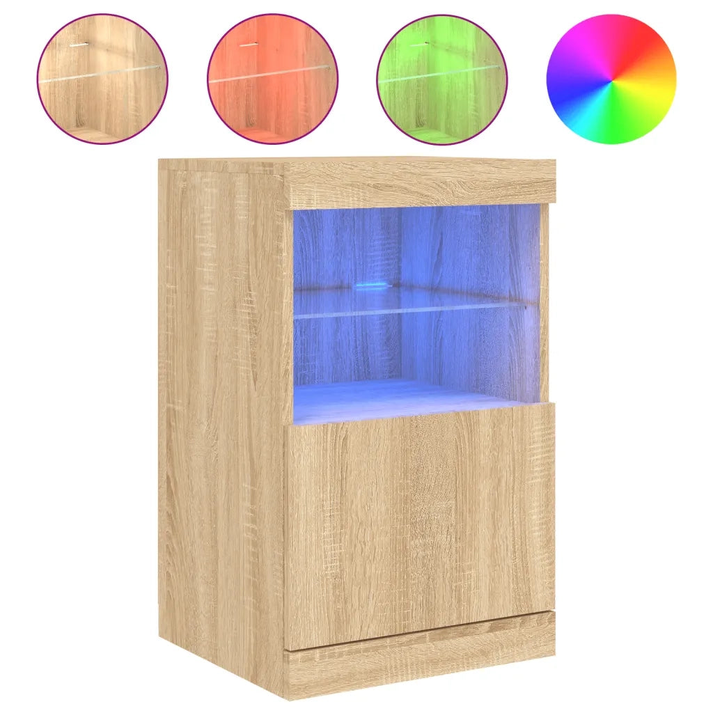 Credenza | Madia | Buffet da pranzo | Armadio da pranzo con Luci LED Rovere Sonoma 41x37x67 cm