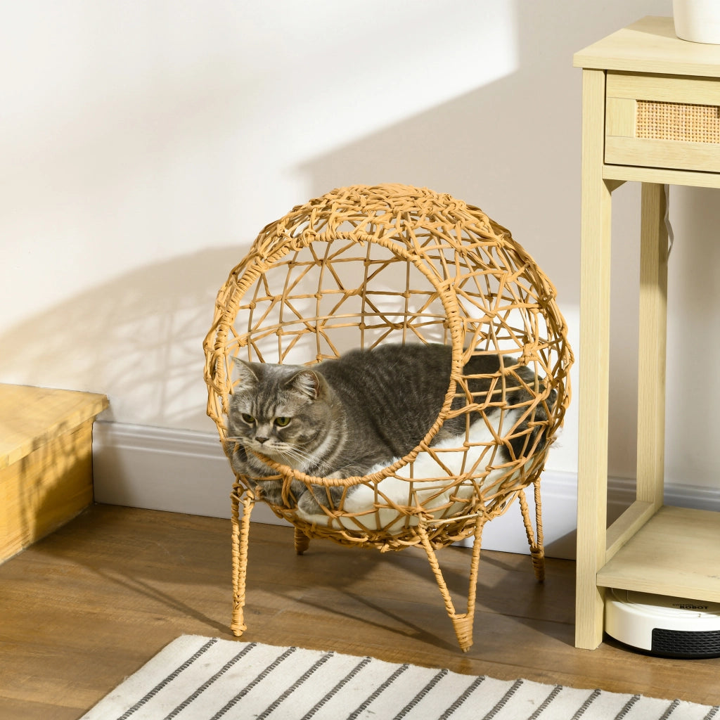 Letto per gatti in rattan con cuscino ¨C Zephmum ¨C Marrone ?45x57 cm