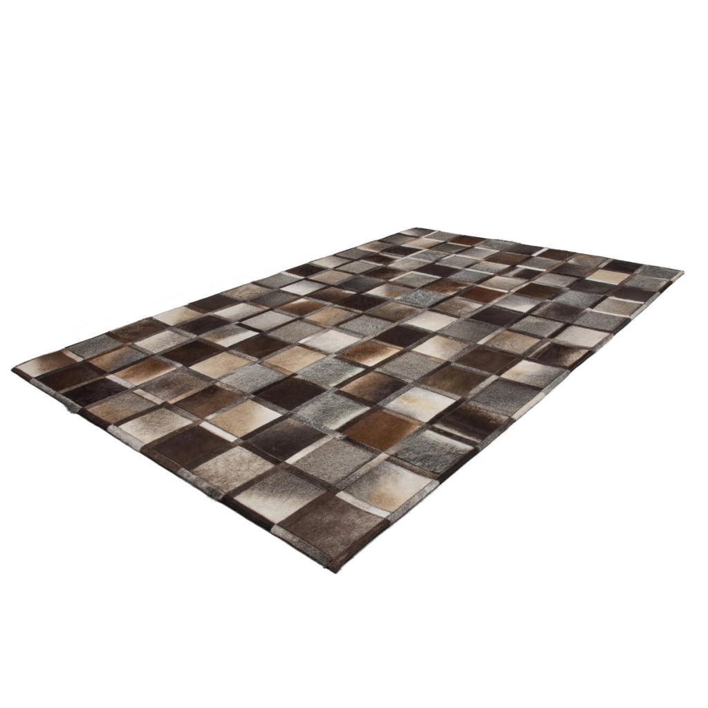 Tappeto in pelle patchwork Eclipse 400 grigio
