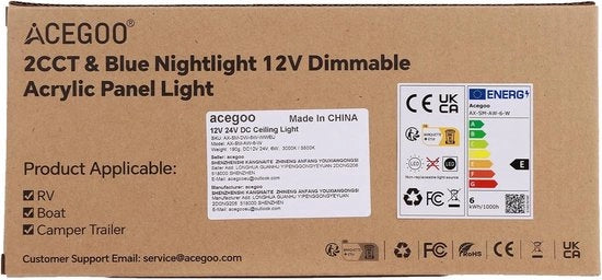Lampada a LED per soffitto per camper 12V/24V - 6W 620LM 3000K/5500K - Pannello di illuminazione a cupola in acrilico per interni di barca e caravan - Illuminazione del soffitto per cucina, dinette e salone