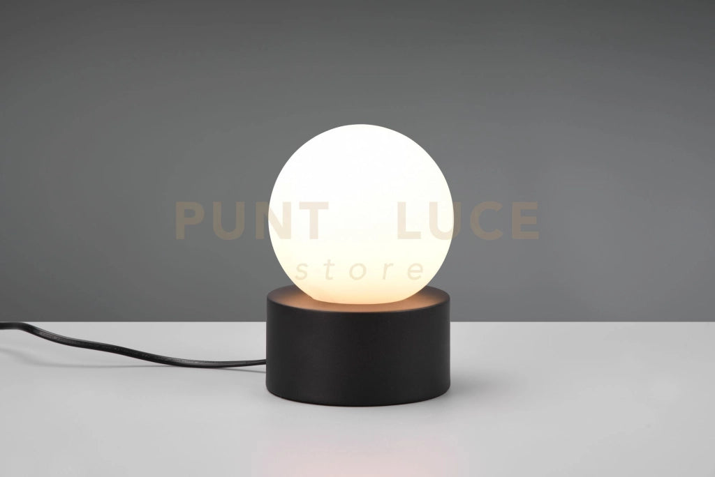 COUNTESS LAMPADA DA TAVOLO BASE IN METALLO NERO CON VETRO BIANCO ACCENSIONE TOUCH H. 17CM 1 LUCE ATTACCO E14