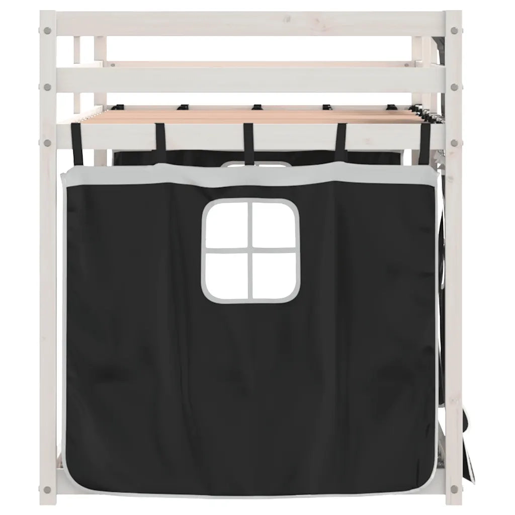 Letto a Castello senza Materasso Bianco e Nero 80x200cm in Pino 3283901
