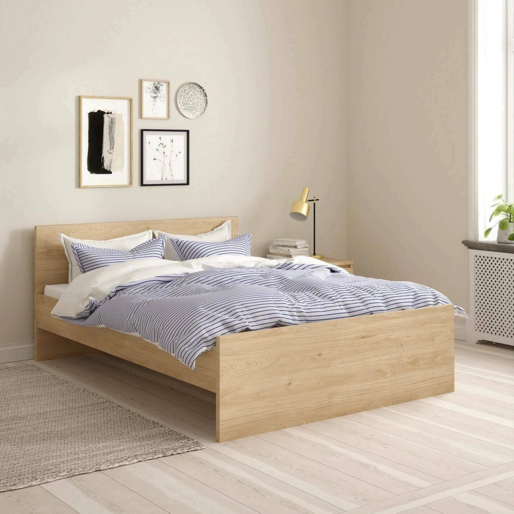 Letto piazza e mezza Gustava, Sommier per camera da letto, Giroletto per stanza, Struttura porta materasso, 197x146 h80 cm, Rovere