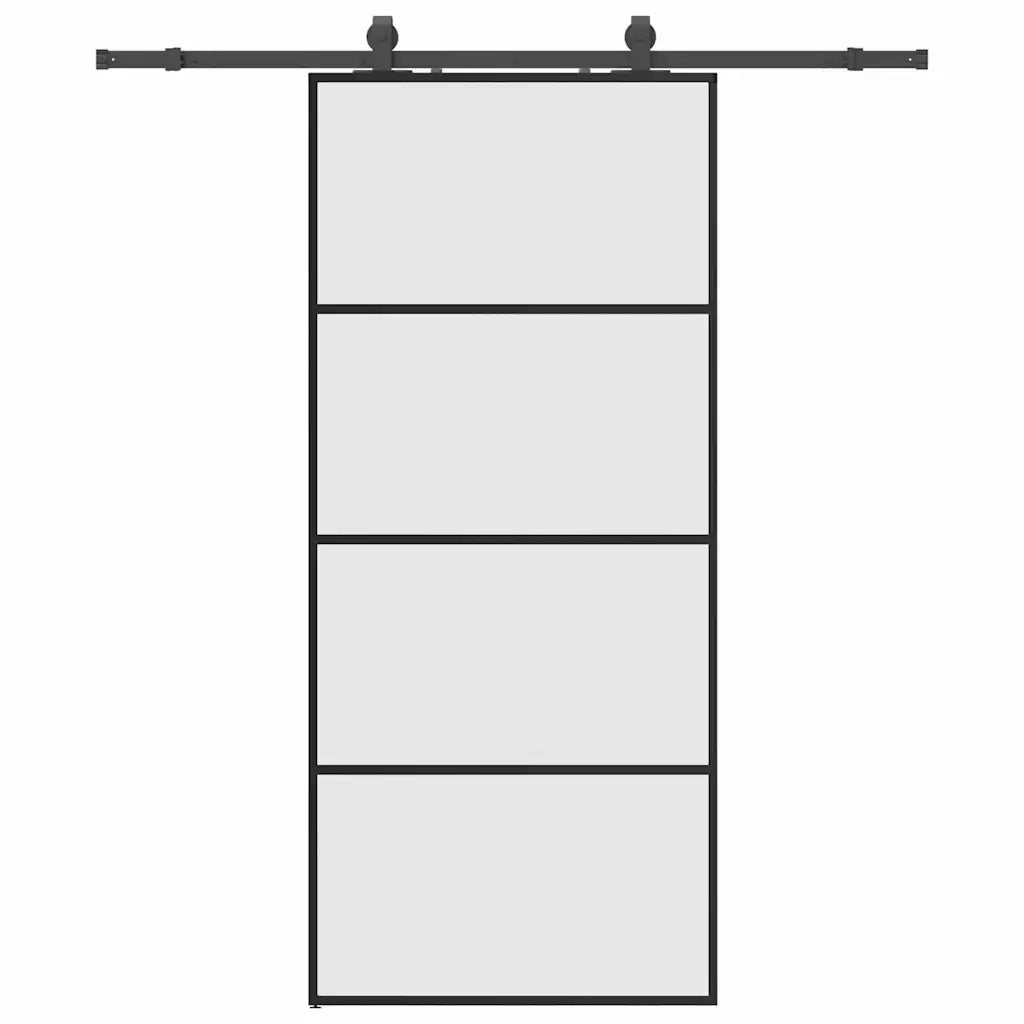 Porta Scorrevole con Ferramenta Nera 90x205 cm in Vetro ESG