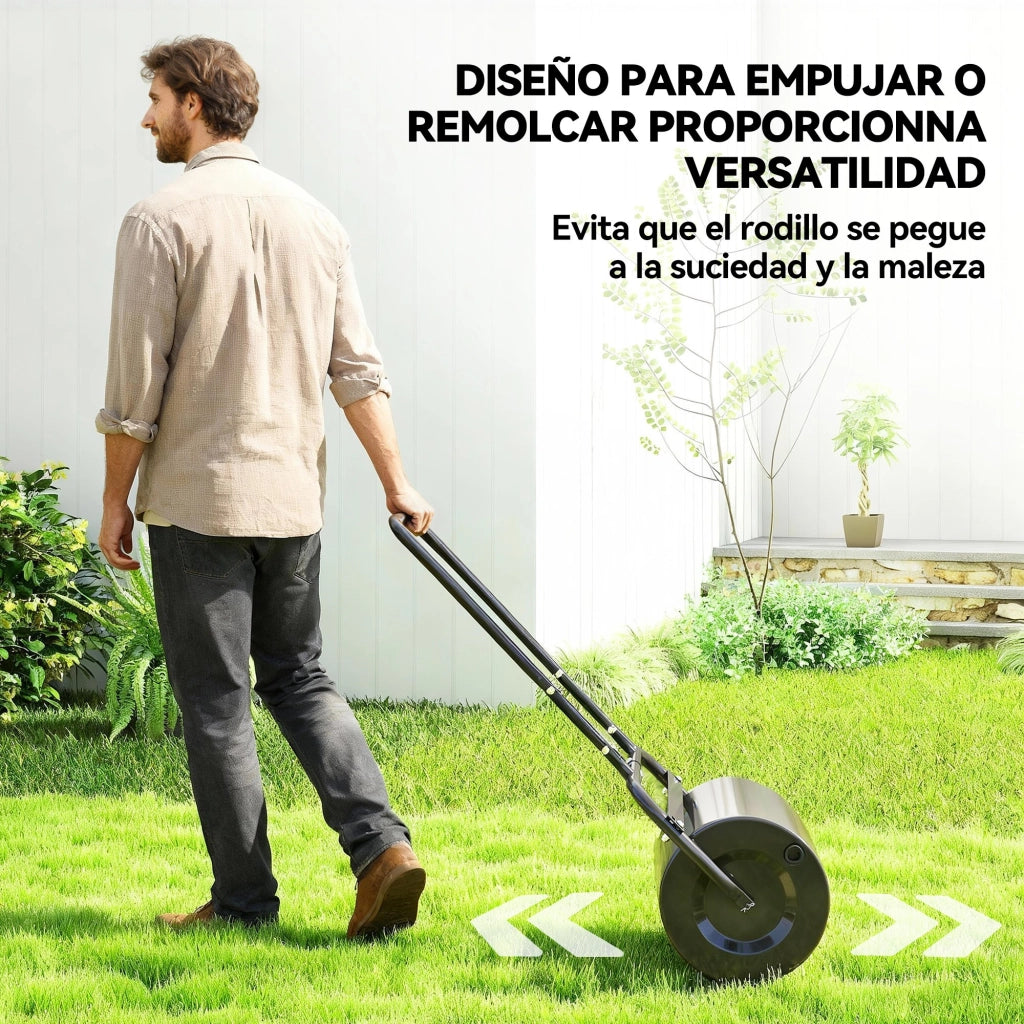 Rullo Compressore da Giardino 38L - Xylo - Riempimento Acqua o Sabbia, Maniglia a U, Nero