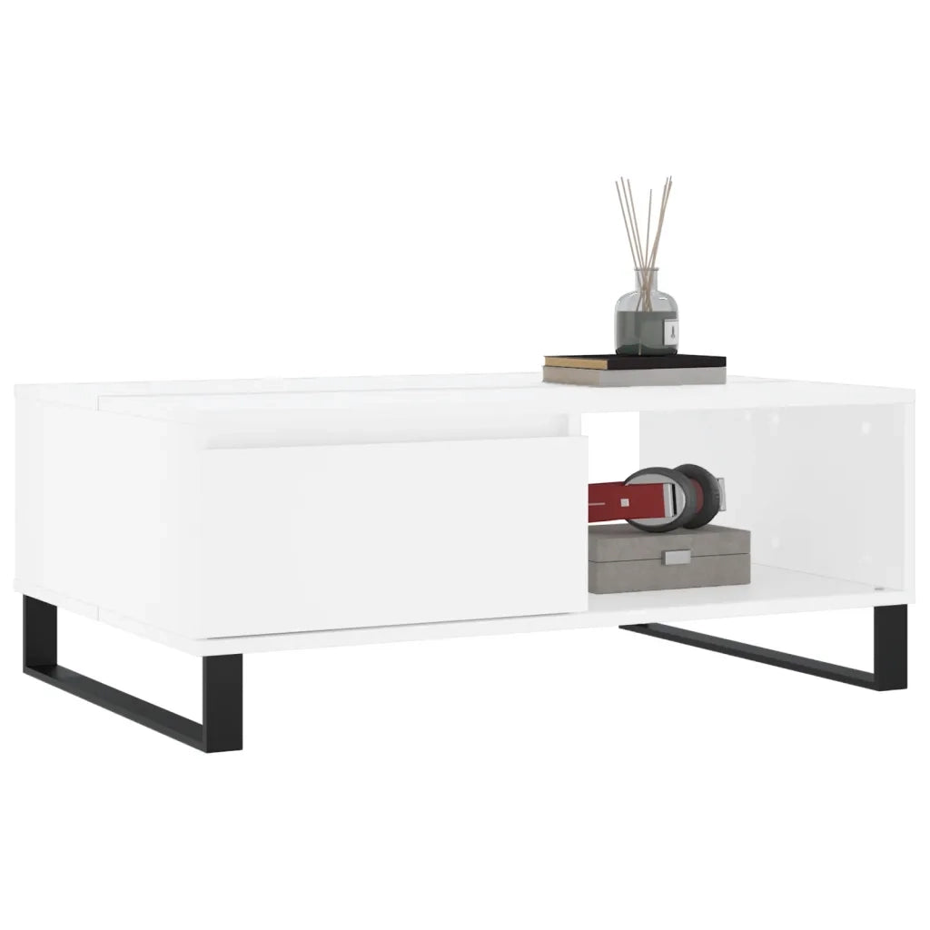 Tavolino da salotto | Tavolino da caff¨¨ | Tavolino da Soggiorno Bianco 90x60x35 cm in Legno Multistrato