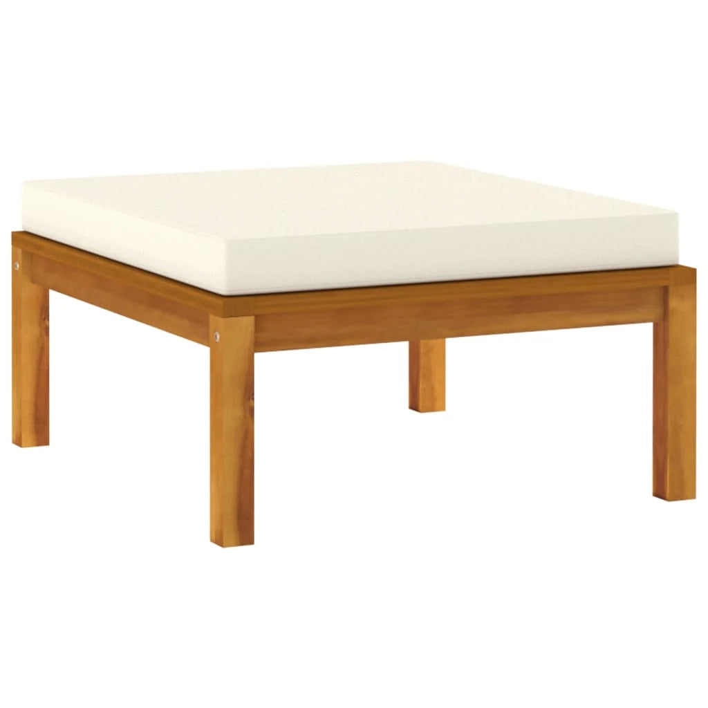 Mobili da giardino mobili da esterno Set di mobili da 4 pezzi con cuscino color crema in legno massello di acacia 02_0016073