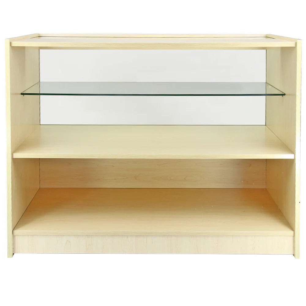 Set Solar con 3 Banconi da Negozio e Reception con Finitura in Acero Laminato