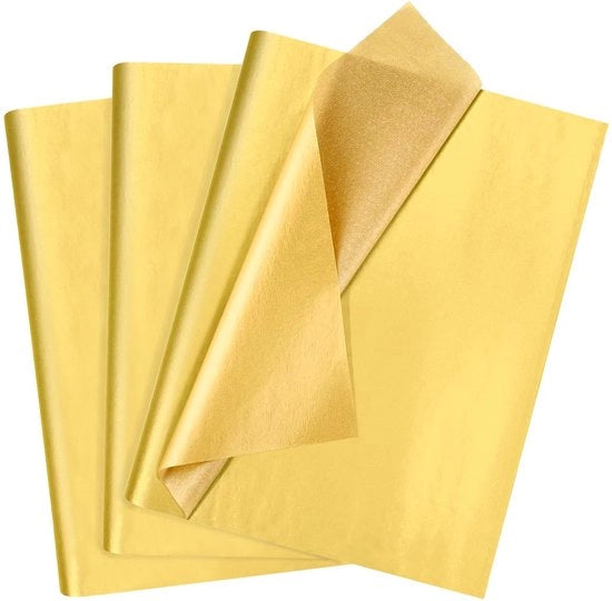 Papier per decorazione giallo oro - 60 fogli - 50x35 cm - carta con catenella metallic - decorazione per matrimonio/jubileo - festa di compleanno/giorno di San Valentino