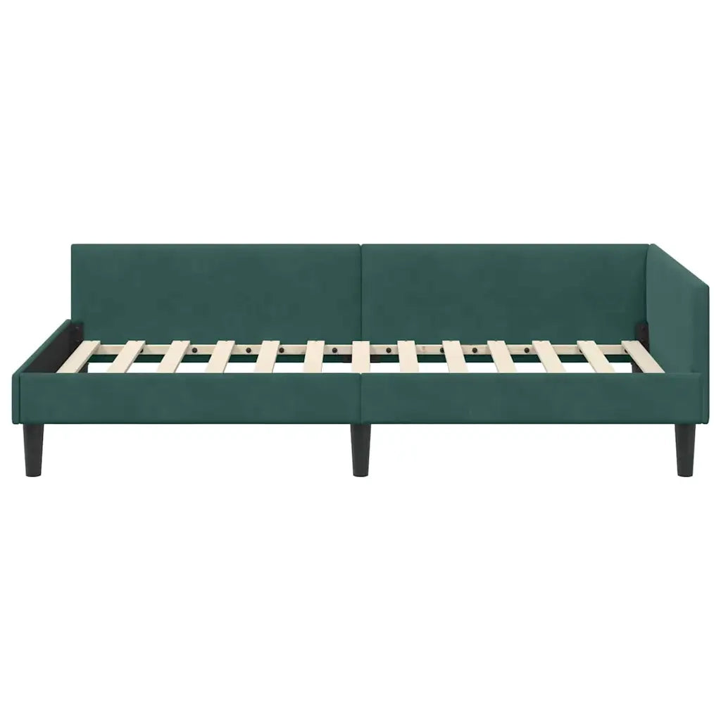 Cornice del letto ad angolo Verde Scuro 90 cm x 190 cm Velluto 42016146
