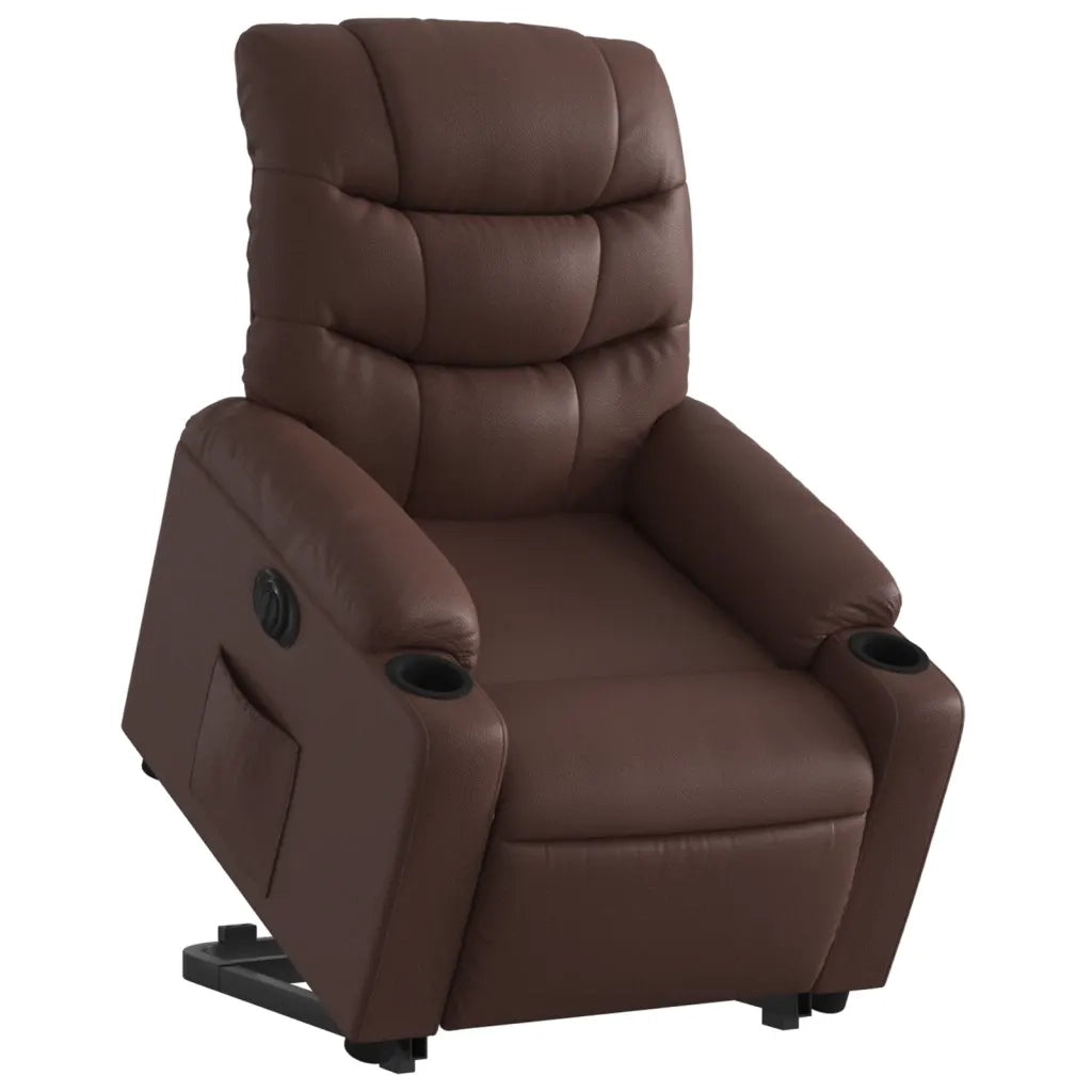 Poltrona Alzapersona Reclinabile Marrone in Similpelle 3206615