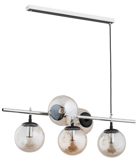 Lampadario Alfa Ginger 5 luci E14 vetro fumé cromo